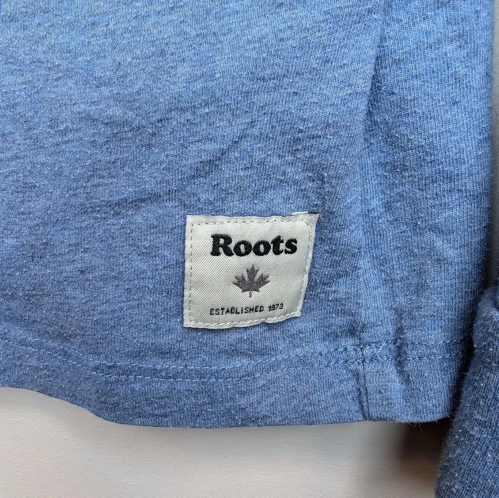 Roots Blue Long Sleeve White Logo Top XS Woman - Picture 8 of 9